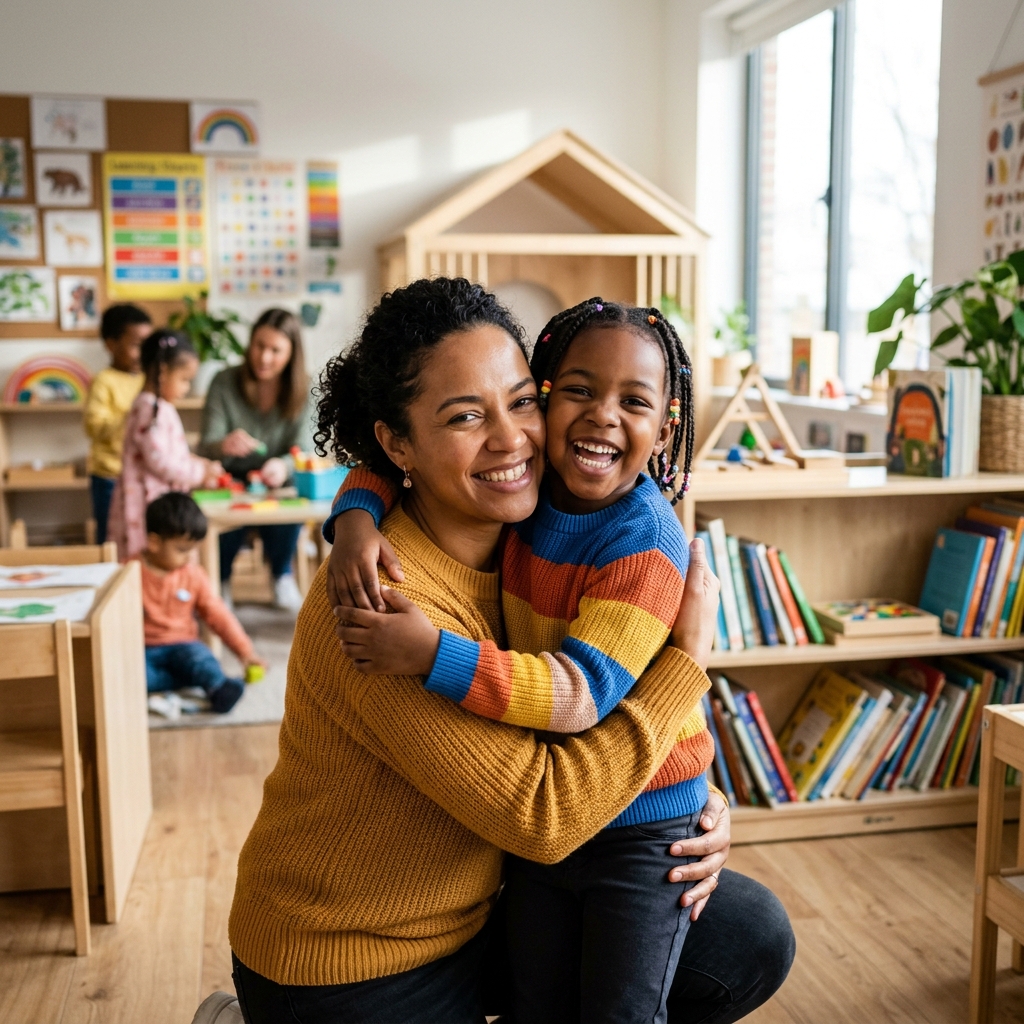 Happy parent and child
